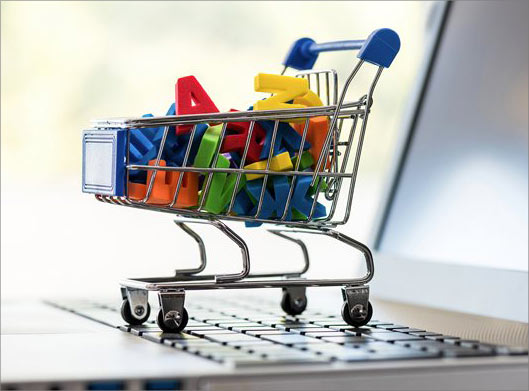 عکس با کیفیت از سبد خرید و حروف انگلیسی