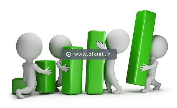 عکس با کیفیت از کارکتر آدمک ها و نمودار میله ای