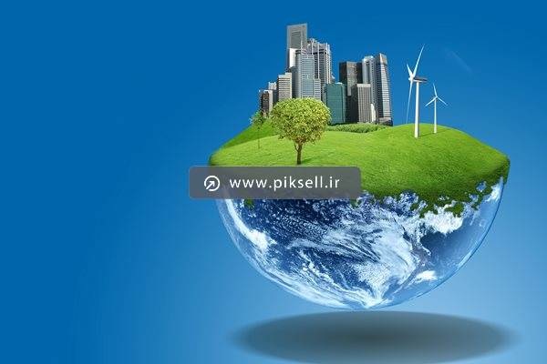 عکس با کیفیت از نصف کره زمین سبز و انرژی های پاک