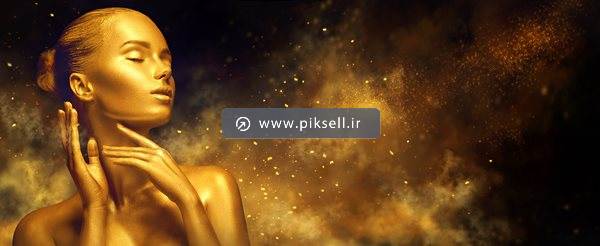 عکس با کیفیت از زن با آرایش طلایی اکلیلی