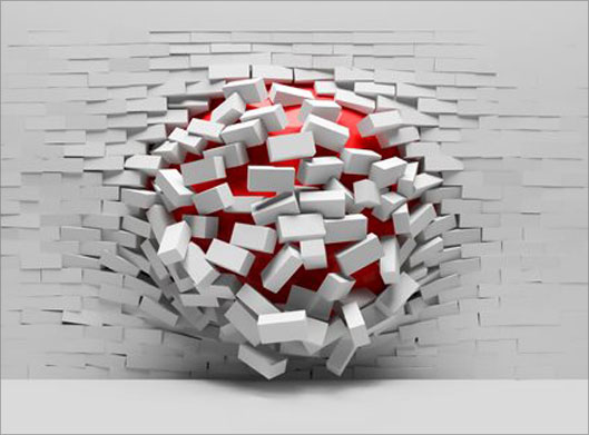 عکس با کیفیت از خوردن توپ در دیوار