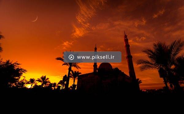 عکس با کیفیت از مسجد در غروب