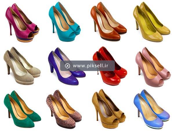 عکس با کیفیت از کفش های پاشنه بلند رنگی