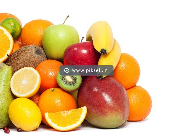 عکس با کیفیت از کوه میوه ، موز ، پرتقال ، سیب