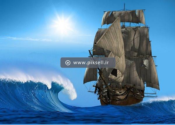 عکس با کیفیت از کشتی در دریای مواج