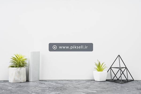 عکس با کیفیت از پس زمینه دیوار سفید و حاشیه گلدان ها