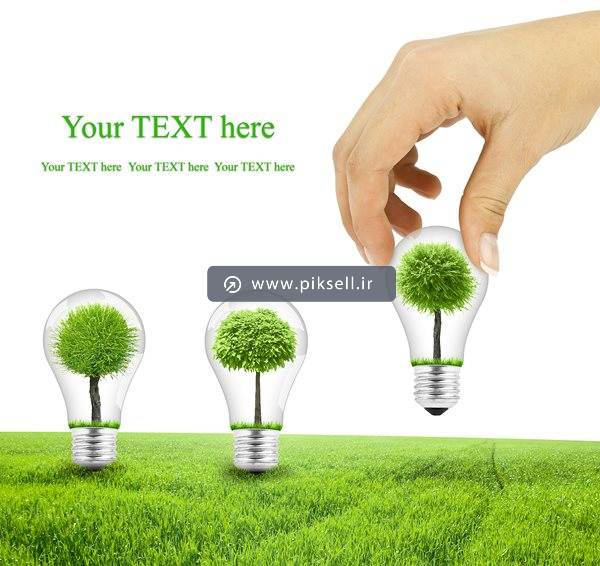 عکس با کیفیت از پرورش گیاه در لامپ با مفهوم محیط زیست و انرژی
