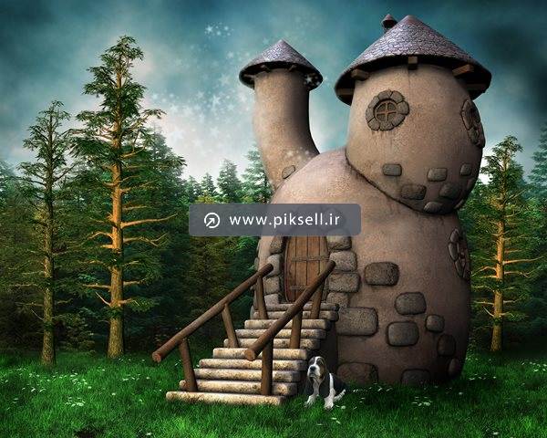 عکس با کیفیت از خانه ی گربه ای (نقاشی دیجیتال)
