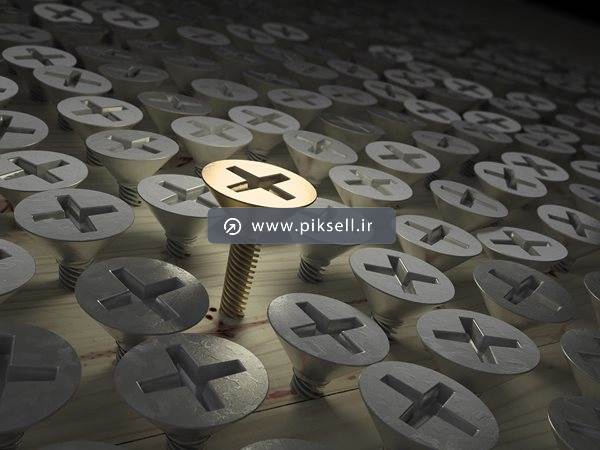 عکس با کیفیت از پیچ های چهار سر بصورت سه بعدی