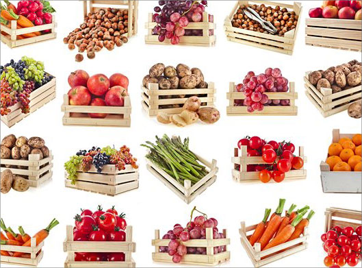 عکس با کیفیت از جعبه های میوه ها و صیفی جات