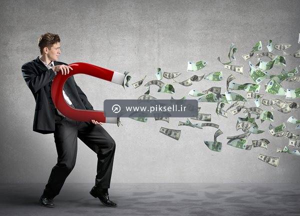 عکس با کیفیت از جذب پول با آهنربا (جذب دلار)