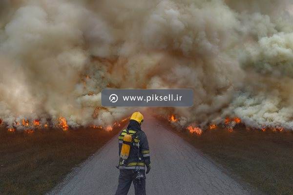 عکس با کیفیت از آتش گرفتن مراتع و آتش نشان