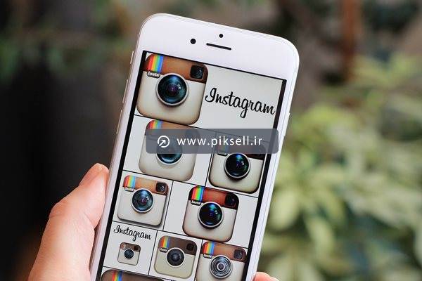 تصویر با کیفیت از گوشی تلفن همراه در دست و اینستاگرام