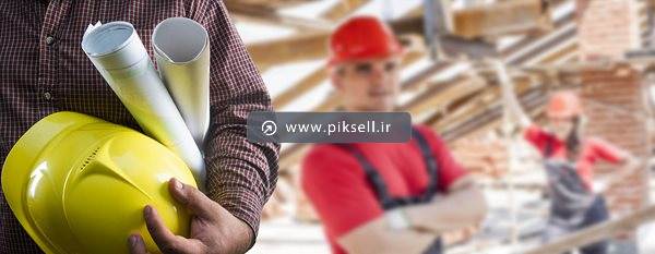 تصویر با کیفیت از نقشه کش و کارگران ساختمانی