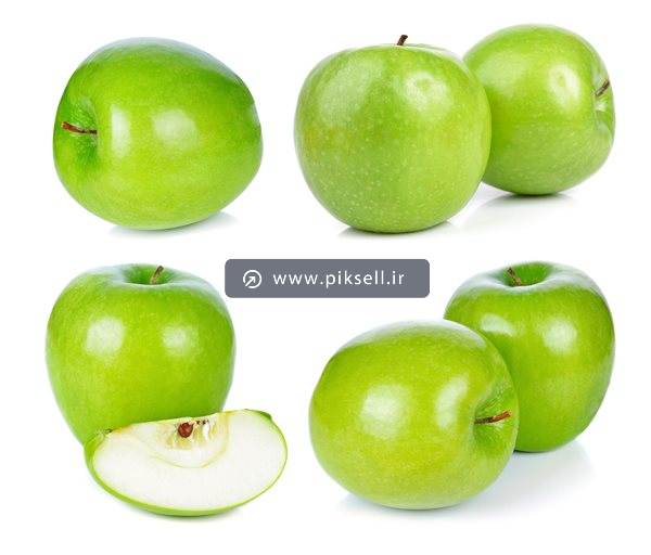 تصویر با کیفیت از مجموعه سیب های سبز خوشمزه و ترد
