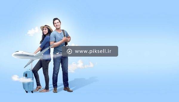 دانلود عکس با کیفیت از سفر زوج و هواپیما و چمدان