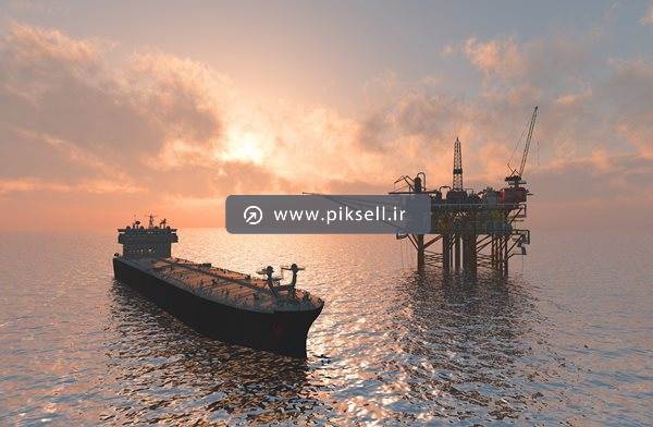 عکس با کیفیت از سکوی نفتی و ناو هواپیمابر در دریا