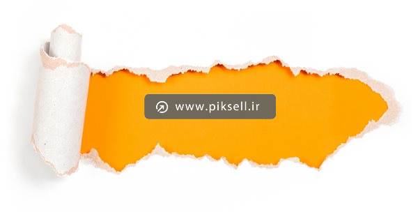 عکس با کیفیت از کاغذ رول شده و پاره شده با زمینه نارنجی