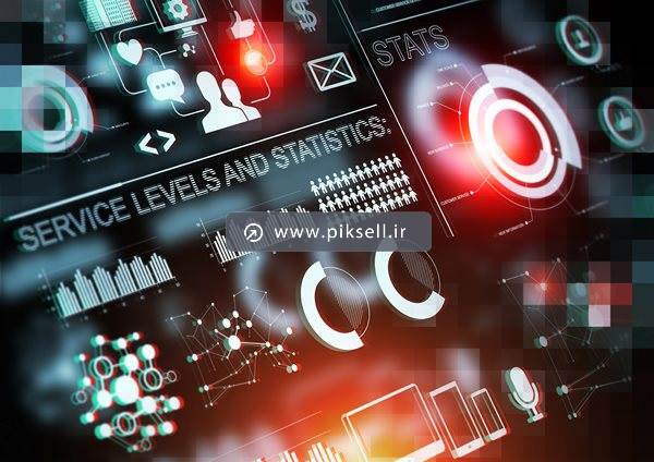 تصویر بکگراند با طرح المان های دیجیتال و آمار
