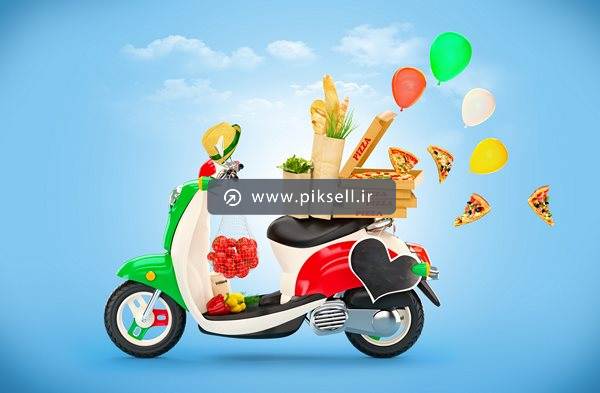 دانلود عکس با کیفیت از موتور سوار و پیک پیتزا