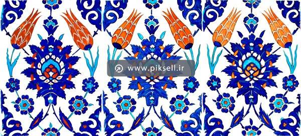 تصویر با کیفیت از کاشی اسلامی و اسلیمی گلدار