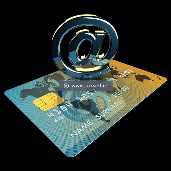 تصویر با کیفیت از کارت بانکی سه بعدی و علامت @