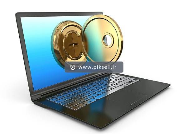 دانلود تصویر سه بعدی از کلید و لپ تاپ با عنوان امنیت ویندوز و سیستم