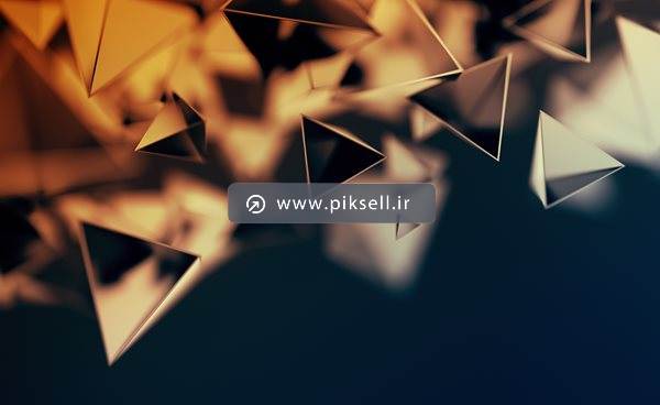 تصویر با کیفیت از بکگراند سیاه و تکه های مثلثی سه بعدی