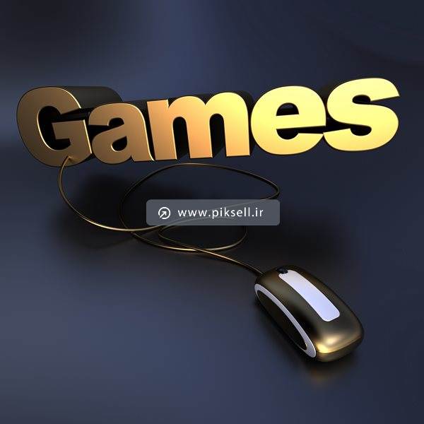 عکس با کیفیت از پس زمینه با طرح موس و game با مفهوم بازیهای کامپیوتری