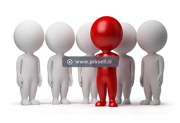 تصویر با کیفیت از کاراکترهای آدمک سه بعدی سفید و قرمز با بکگراندسفید