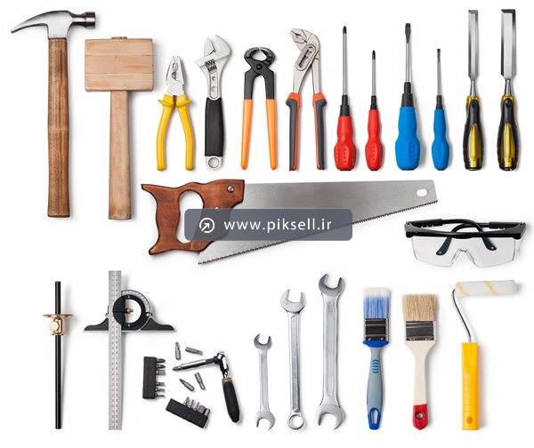 دانلود عکس با کیفیت از مجموعه ابزارهای کاربردی با بکگراندسفید