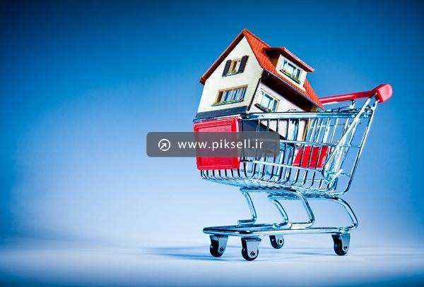 عکس با کیفیت از سبد و چرخ خرید و خانه سه بعدی